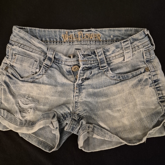 Wallflower Light Blue Distressed Jean Shorts - Picture 1 of 4